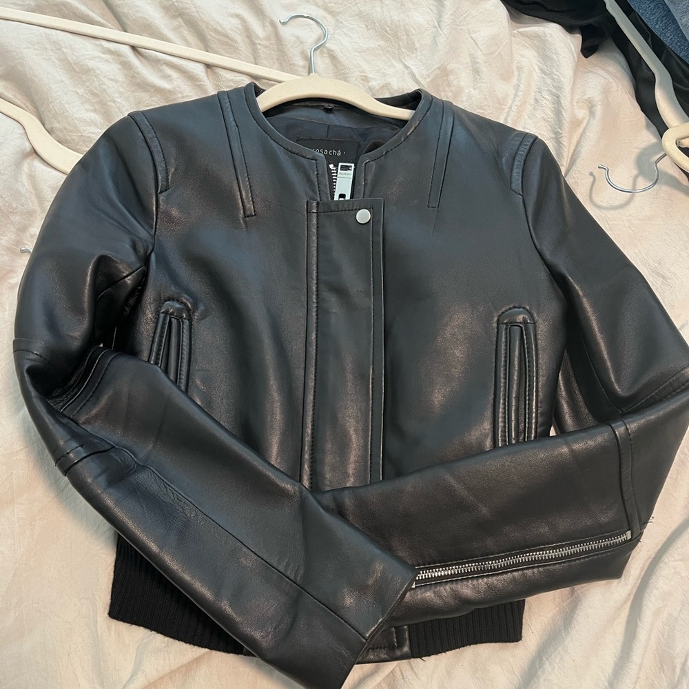Rosa cha leather jacket with removable fur collar - Picture 2 of 8
